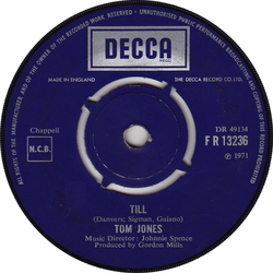 Tom Jones Till Vinyl 7" USED
