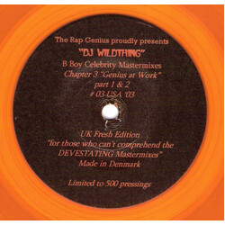 The Rap Genius / DJ Wildthing B Boy Celebrity Mastermixes Chapter 3 "Genius At Work" USED VINYL 7INCH 45 RPM LIMITED EDITION