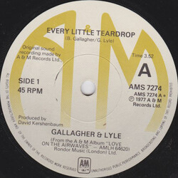 Gallagher & Lyle Every Little Teardrop USED VINYL 7INCH 45 RPM SINGLE