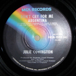 Julie Covington Don't Cry For Me Argentina USED VINYL 7INCH 45 RPM