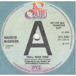 Maureen McGovern You'll Never Know USED VINYL 7INCH 45 RPM PROMO