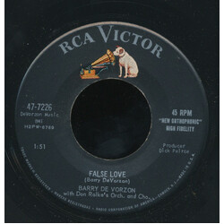 Barry De Vorzon / Don Ralke Orchestra / The Don Ralke Chorus False Love / Raindrops On My Window USED VINYL 7INCH 45 RPM