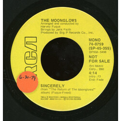 The Moonglows Sincerely USED VINYL 7INCH 45 RPM PROMO STEREO MONO