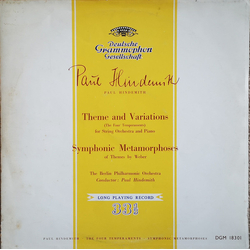 Paul Hindemith Theme And Variation for String Orchestra And Piano Vinyl LP USED