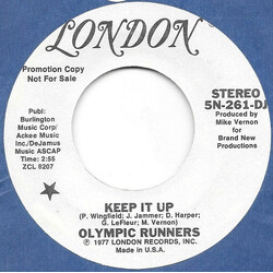 Olympic Runners Keep It Up USED VINYL 7INCH 45 RPM PROMO