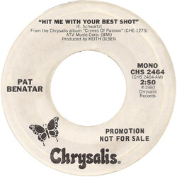 Pat Benatar Hit Me With Your Best Shot USED VINYL 7INCH 45 RPM PROMO STYRENE STEREO MONO