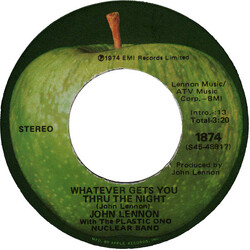 John Lennon / The Plastic Ono Band Whatever Gets You Thru The Night USED VINYL 7INCH 45 RPM SINGLE