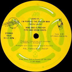Wing And A Prayer Fife And Drum Corps. I'm Popeye The Sailor Man VINYL 12" USED