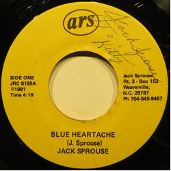 Jack Sprouse Blue Heartache USED VINYL 7INCH 45 RPM