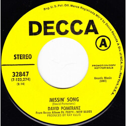 David Pomeranz Missin' Song / Brenda, Please USED VINYL 7INCH 45 RPM PROMO