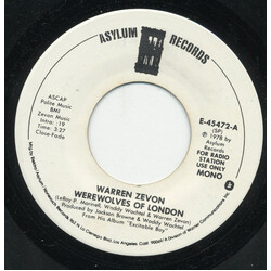 Warren Zevon Werewolves Of London USED VINYL 7INCH 45 RPM SINGLE PROMO STEREO MONO