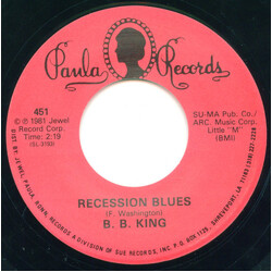 B.B. King / T-Bone Walker Recession Blues/No Do Right USED VINYL 7INCH SINGLE 45 RPM