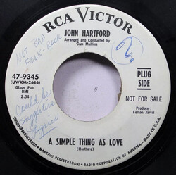 John Hartford A Simple Thing As Love / Landscape Grown Cold USED VINYL 7INCH 45 RPM PROMO