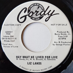 Liz Lands May What He Lived For Live / He's Got The Whole World In His Hands USED VINYL 7INCH 45 RPM SINGLE PROMO