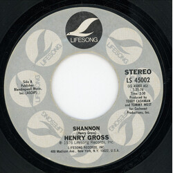 Henry Gross Shannon USED VINYL 7INCH 45 RPM SINGLE STYRENE STEREO