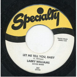 Larry Williams And His Band Let Me Tell You, Baby / Just Because USED VINYL 7INCH 45 RPM SINGLE REISSUE