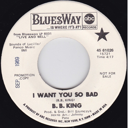 B.B. King I Want You So Bad Vinyl 7" USED