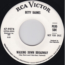 Betty Barnes (2) Walking Down Broadway USED VINYL 7INCH 45 RPM PROMO SINGLE