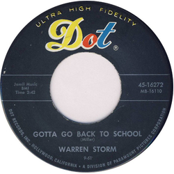 Warren Storm Gotta Go Back To School / I Can't Love You Vinyl 7" USED