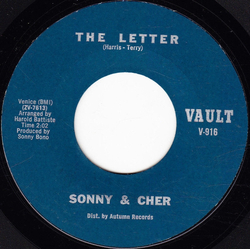 Sonny & Cher The Letter Vinyl 7" USED