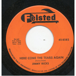 Jimmy Ricks (2) Here Comes The Tears Again / Leaning On Your Love Vinyl 7" USED