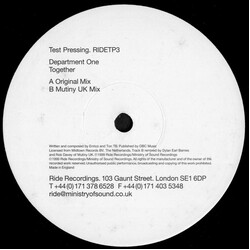 Department 1 Together USED VINYL 12INCH TEST PRESSING