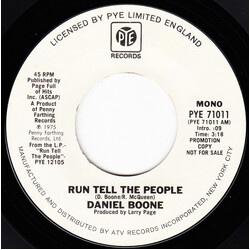 Daniel Boone Run Tell The People USED VINYL 7INCH 45 RPM SINGLE PROMO STEREO MONO