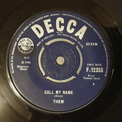 Them (3) Call My Name USED VINYL 7INCH 45 RPM SINGLE