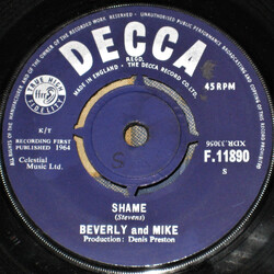 Beverly Bivens / Mike Stewart (12) Shame / I Wouldn't Know (What To Do) USED VINYL 7INCH 45 RPM