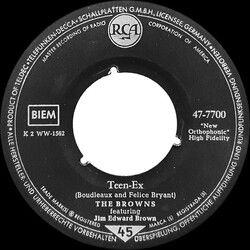 The Browns (3) Teen-Ex USED VINYL 7INCH 45 RPM SINGLE