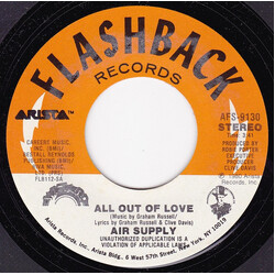 Air Supply All Out Of Love USED VINYL 7INCH 45 RPM SINGLE REISSUE STEREO