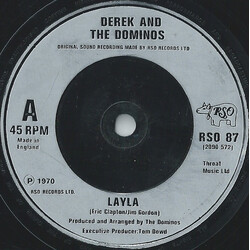 Derek & The Dominos / Eric Clapton Layla / Wonderful Tonight (Live) USED VINYL 7INCH 45 RPM SINGLE