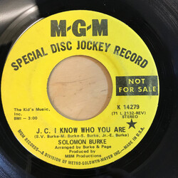 Solomon Burke J.C. I Know Who You Are USED VINYL 7INCH 45 RPM SINGLE PROMO