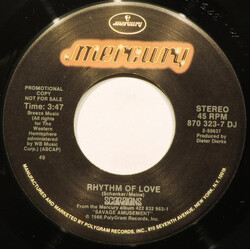 Scorpions Rhythm Of Love USED VINYL 7INCH 45 RPM PROMO