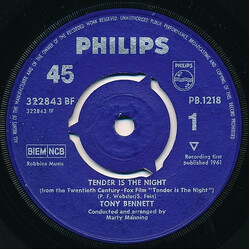 Tony Bennett Tender Is The Night USED VINYL 7INCH 45 RPM SINGLE MONO