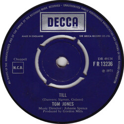 Tom Jones Till USED VINYL 7INCH 45 RPM SINGLE