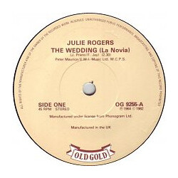 Julie Rogers / Stuart Gillies The Wedding (La Novia) / Amanda USED VINYL 7INCH 45 RPM SINGLE