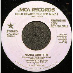 Nanci Griffith Cold Heart/Closed Minds USED VINYL 7INCH 45 RPM PROMO