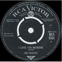 Jim Reeves I Love You Because USED VINYL 7INCH 45 RPM SINGLE