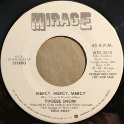 Phoebe Snow Mercy, Mercy, Mercy Vinyl 7" USED
