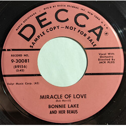 Bonnie Lake And Her Beaus Miracle Of Love USED VINYL 7INCH 45 RPM PROMO