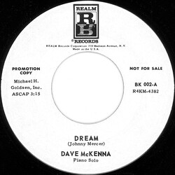 Dave McKenna Dream / Lullaby In Blue USED VINYL 7INCH 45 RPM PROMO