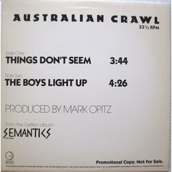 Australian Crawl Things Don't Seem / The Boys Light Up Vinyl 12" USED