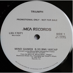 Triumph (2) Mind Games USED VINYL 12INCH PROMO SINGLE 33 S RPM