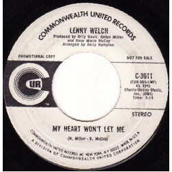 Lenny Welch My Heart Won't Let Me USED VINYL 7INCH PROMO