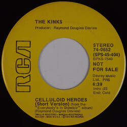 The Kinks Celluloid Heroes USED VINYL 7INCH 45 RPM PROMO