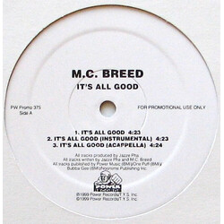 MC Breed It's All Good USED VINYL 12INCH 33 S RPM PROMO