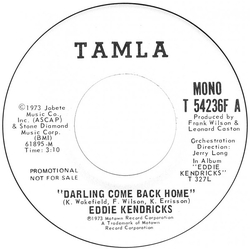 Eddie Kendricks Darling Come Back Home Vinyl 7" USED
