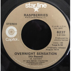 Raspberries Overnight Sensation (Hit Record) / I'm A Rocker USED VINYL 7INCH 45 RPM SINGLE REISSUE