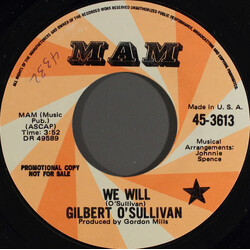 Gilbert O'Sullivan We Will USED VINYL 7INCH 45 RPM PROMO